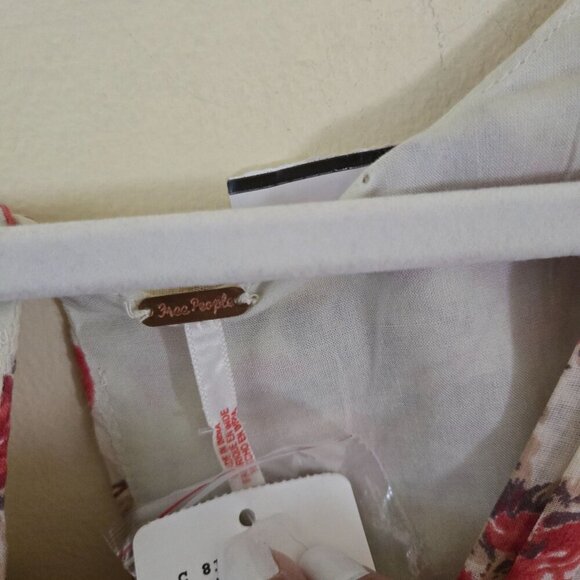 Free People Keep You Smocked Mini Dress Long Balloon Sleeve V Neck Size M - Picture 10 of 12